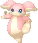  :&gt; ambiguous_gender anthro audino blue_eyes blush bunnag looking_at_viewer nintendo on_one_leg paws pok&eacute;mon pok&eacute;mon_(species) simple_background solo standing video_games white_background 
