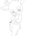  animal_crossing antelope anthro antlers balls beau_(animal_crossing) bottomless bovid bunnag censor_bar censored censored_penis clothed clothing embarrassed erection genitals half-closed_eyes hooves horn humanoid_genitalia humanoid_penis male mammal narrowed_eyes nintendo open_mouth penis simple_background sketch solo standing video_games white_background 