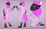  &lt;3 14:9 anthro black_visor blaker claws color_swatch fur genitals jivy machine male model_sheet penis pink_balls pink_body pink_ears pink_eyes pink_fur pink_heart pink_mouth pink_nose pink_penis pink_tail protogen solo white_claws 