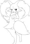  anthro braixen breasts bunnag female holding_object holding_stick inner_ear_fluff looking_back nintendo open_mouth paws pok&eacute;mon pok&eacute;mon_(species) side_boob simple_background sketch solo standing stick tuft video_games white_background 