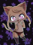  &lt;3 &lt;3_eyes abstract_background anthro blush blush_stickers bulge bunnag cat_busters chrona_(cat_busters) clothing domestic_cat drill_curls felid feline felis girly gloves hair handwear legwear looking_at_viewer male mammal navel nipples solo standing stockings underwear whiskers 