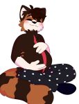  ailurid andromorph anthro blush clothed clothing fur hi_res intersex mammal pregnant pregnant_andromorph pregnant_intersex red_panda rhiley simple_background smile solo unknown_artist 