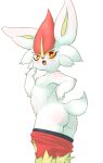  anthro areola bottomwear bottomwear_down breasts bunnag butt cinderace clothed clothing female fur hi_res looking_at_viewer nintendo nipples open_mouth pants pants_down partially_clothed pok&eacute;mon pok&eacute;mon_(species) presenting presenting_hindquarters simple_background small_breasts solo topless video_games white_background white_body white_fur 
