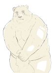 2022 absurd_res anthro belly blush en_1_9 hi_res humanoid_hands kemono male mammal moobs overweight overweight_male simple_background solo towel ursid white_background 
