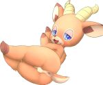  animal_crossing antelope anthro antlers anus backsack balls barely_visible_genitalia barely_visible_penis beau_(animal_crossing) big_butt blue_eyes blush bovid bunnag butt genitals girly half-closed_eyes hooves horn lying male mammal narrowed_eyes nintendo nude on_back open_mouth penis simple_background solo thick_thighs video_games white_background 