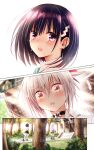  2girls ayakashi_triangle black_choker black_hair blush choker colorized confession crying genderswap genderswap_(mtf) hair_ornament hairclip highres kanade_suzu kazamaki_matsuri long_hair looking_at_another multiple_girls non-web_source official_art panels pinwheel pinwheel_hair_ornament red_eyes school_uniform shirt shoes shrine silver_hair skirt socks spoilers tree white_shirt yabuki_kentarou yuri 