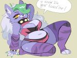  animatronic anthro armlet armwear belly big_breasts blep bracelet breasts canid canine canis cleavage clothed clothing collar colored_nails digital_media_(artwork) ear_piercing english_text fangs female five_nights_at_freddy&#039;s five_nights_at_freddy&#039;s:_security_breach fur green_hair grey_body grey_fur grey_hair hair hi_res jewelry legwear machine mammal multicolored_hair nails navel paws piercing puppychan48 purple_body purple_fur robot roxanne_wolf_(fnaf) scottgames simple_background solo spiked_bracelet spiked_collar spikes teeth text tongue tongue_out two_tone_hair video_games wolf yellow_eyes 
