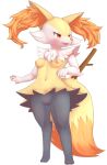  anthro areola blush braixen breasts bunnag clitoris fangs female genitals hi_res inner_ear_fluff navel nintendo nipples nude open_mouth pok&eacute;mon pok&eacute;mon_(species) pussy simple_background solo standing stick tuft video_games white_background 
