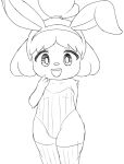  animal_crossing anthro breasts bunnag bunny_costume canid canine canis clothing costume domestic_dog fake_ears fake_rabbit_ears female isabelle_(animal_crossing) legwear looking_at_viewer mammal nintendo open_mouth open_smile shih_tzu simple_background sketch small_breasts smile solo standing stockings toy_dog video_games white_background 