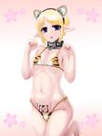  animal_ears animal_print bad_id bad_pixiv_id bikini blonde_hair blue_eyes censored collar elf highres ishimiso_(ishimura) male_focus novelty_censor original otoko_no_ko penis pointy_ears short_hair side-tie_bikini solo swimsuit tiger_ears tiger_print 