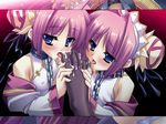  2girls blue_eyes cum cum_on_body cum_on_feet cum_on_lower_body feet flat_chest foot foot_licking foot_worship koihime_musou lick licking multiple_girls no_shoes pink_hair saliva siblings sisters slave spread_toes toe_spread toes twins 