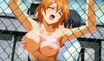  big_breasts breasts cap fence kansen kansen:_inyoku_no_rensa large_breasts orange_hair schoolgirl sex short_hair x-ray 