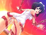  1girl beach black_hair blush bound bound_arms bound_legs cum cumdrip game_cg ocean one-piece one-piece_swimsuit open_mouth purple_eyes pussy siesta sky sunset swimsuit swimsuit_aside team-tanabe tentacle tentacles uncensored zero_no_tsukaima 