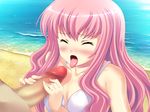  1boy 1girl beach blush censored closed_eyes eyes_closed game_cg long_hair louise_francoise_le_blanc_de_la_valliere ocean open_mouth penis pink_hair team-tanabe tears tongue zero_no_tsukaima 