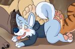  2019 3_toes 4_toes all_fours anthro barefoot blueballs blush body_blush bottomless canid canine canis claws clothed clothing countershade_feet countershading feet feet_everywhere felid foot_blush foot_fetish foot_focus foot_on_back foot_on_butt foot_on_face fox group hoodie hoodie_only humanoid_feet hybrid hypnotic_eyes male mammal mana_(manaozyfolf) multicolored_body pantherine pawpads paws pink_pawpads simple_background size_difference smelly smelly_feet solo_focus stripes tiger toe_claws toes tongue tongue_out topwear topwear_only two_tone_body wolf 