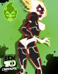  alien alien_humanoid ben_10 big_breasts big_butt breasts butt cartoon_network claws elemental_creature elemental_humanoid eyelashes female fire fire_creature fire_humanoid green_background heatblast hi_res humanoid nipples pyronite simple_background solo yellow_body 