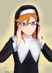  1girl absurdres extremely_high_resolution extremely_large_filesize female glasses highres incredibly_absurdres large_filesize love_live! love_live!_superstar!! nun orange_hair pure_girl purple_eyes roswell-ss semi-rimless_eyewear shibuya_kanon smile very_high_resolution 