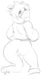  anthro butt_pose clothing dragon durg furry jacket looking_back monochrome pose rear_view scalie topwear 