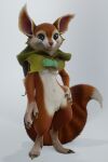 2:3 anthro cape clothing dota female genitals hi_res hoodwink_(dota) hybrid mammal pussy rodent sciurid solo tail_motion tailwag tree_squirrel video_games 