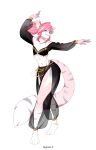  2021 5_fingers anthro begonia_z digital_media_(artwork) domestic_cat felid feline felis female fingers hair hi_res looking_at_viewer mammal midriff navel pink_hair simple_background smile solo white_background 