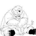  1:1 2016 anthro blush canid canine canis domestic_dog duo embrace hug hugging_from_behind humanoid_hands kemono male male/male mammal overweight overweight_male simple_background sitting totemoii_029 ursid white_background 