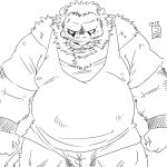  2015 anthro belly biped bulge felid kemono male mammal overweight overweight_male simple_background solo totemoii_029 white_background wrestling_singlet 