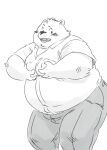  2018 anthro belly blush clothing humanoid_hands kemono male mammal moobs overweight overweight_male shirt simple_background solo topwear totemoii_029 ursid white_background 