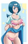  blue_hair breasts dress highres lana&#039;s_mother_(pokemon) lana_(pokemon) lingerie mature_female pabsmikan panties pokemon pokemon_(game) pokemon_sm swimsuit underwear upskirt 