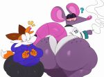  2022 anthro big_butt butt cigarette duo freckles hi_res huge_butt hyper hyper_butt male mammal mouse murid murine purple_body rodent simple_background sssonic2 stoner_rat_(sssonic2) superiorfox_(superiorfoxdafox) thick_thighs white_background 