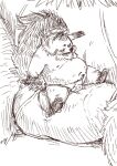  2018 anthro balls_outline belly bulge clothing duo genital_outline kemono male male/male mammal micro nipples overweight overweight_male rodent sciurid sitting size_difference solo_focus totemoii_029 underwear 