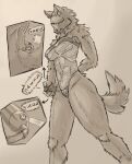  anthro canid canine canis clothing female greyscale gris_swimsuit hi_res kofomy mammal monochrome sketch solo swimwear tight_clothing translucent translucent_clothing wolf 