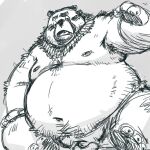  2018 anthro balls belly blush genitals kemono male mammal moobs navel nipples overweight overweight_male penis sitting sketch small_penis solo totemoii_029 ursid 