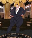  absurd_res anime_eyes big_breasts blonde_hair breasts brown_eyes clothed clothing curvy_figure edith_vaughn female footwear gem hair hi_res huge_breasts human jewelry mammal mature_female necklace not_furry pearl_(gem) pearl_necklace politics president rhemora_(artist) shoes solo suit thick_thighs voluptuous white_house 