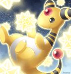  ampharos closed_mouth cloud commentary_request glowing night no_humans outdoors pokemon pokemon_(creature) sasabunecafe sky smile solo 