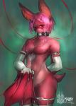  2020 anthro chiropteran collar girlsay girly hair hi_res kullax male mammal membrane_(anatomy) membranous_wings pink_body pink_hair red_eyes short_hair solo thick_thighs wide_hips wings 