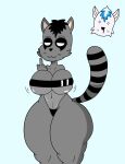 ambiguous_gender anthro big_breasts blush breasts clothing crackalacking curvy_figure duo female female/female gris_swimsuit mammal procyonid raccoon swimwear thick_thighs 
