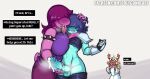  anthro antlers armband armor balls being_watched big_breasts big_penis blonde_hair blue_body blue_eyes blue_skin blush bodily_fluids bottomwear bottomwear_down breasts brown_body brown_fur capreoline cervid clothed clothing cuckquean cum cum_drip cum_on_penis deltarune dialogue dripping female female_watching freckles fur gauntlets genital_fluids genitals gloves hair hair_over_eyes hand_on_head handjob handwear hi_res horn huge_breasts human human_on_anthro interspecies kissing looking_at_another male male/female mammal noelle_holiday open_mouth pants pants_down partially_clothed pauldron penile penis polygonheart purple_body purple_hair reindeer saliva saliva_string scalie sex sharp_teeth shocked small_tail spiked_armband spikes standing susie_(deltarune) teeth text tongue tongue_out undertale_(series) video_games white_robe wide_eyed 