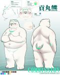  2022 anthro balls belly blush butt censored chinese_text eyewear genitals glasses hi_res humanoid_hands kemono korokke male mammal micropenis moobs multiple_poses navel overweight overweight_male penis polar_bear pose small_penis solo text ursid ursine white_body 