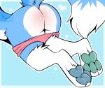  anthro butt canid canine clothed clothing feet fox girly hindpaw male mammal partially_clothed pawpads paws presenting slushie-nyappy-paws solo submissive 