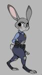  2022 black_eyes clothing disney facial_scar female fur glacierclear grey_background grey_body grey_fur judy_hopps police_uniform scar simple_background solo uniform zootopia 