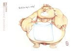  2019 anthro apron belly clothing english_text felid hi_res lion male mammal moobs nipples obese obese_male overweight overweight_male pantherine simple_background solo text wolver_mustang 
