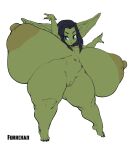  areola big_areola big_breasts big_ears breasts female furrchan genitals goblin green_body hi_res huge_areola huge_breasts huge_nipples humanoid humanoid_pointy_ears hyper hyper_breasts low-angle_view navel nude puffy_areola pussy short_stack thick_thighs wide_hips 