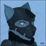  absurd_res armor blue_body blue_eyes blue_fur canid canine canis fur headgear helmet hi_res humanoid inner_ear_fluff male male/male mammal nightvision_goggles scarf simple_background solo tuft wolf zs1 