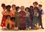  5boys 6+girls agustin_madrigal alma_madrigal antonio_madrigal bruno_madrigal bug butterfly camilo_madrigal curly_hair dark-skinned_female dark-skinned_male dark_skin dolores_madrigal embroidery encanto family felix_madrigal grandmother_and_granddaughter highres husband_and_wife isabela_madrigal julieta_madrigal luisa_madrigal mirabel_madrigal mother_and_son multiple_boys multiple_girls pepa_madrigal skirt ydk_dny yellow_butterfly 
