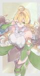  1girl belt blonde_hair breasts detached_sleeves diamond-shaped_pupils diamond_(shape) duel_monster garter_straps glasses highres large_breasts long_hair one_eye_closed servant_of_endymion smile solo symbol-shaped_pupils thighhighs tsumayouji_(dekosoko) very_long_hair wide_sleeves witchcrafter_genni yellow_eyes yu-gi-oh! 