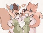  2022 anthro artist_name breasts buckteeth canid canine clothed clothing container cup dated duo female fox fully_clothed fur hi_res holding_cup holding_object mammal one_eye_closed open_mouth open_smile rodent sciurid smile straw teeth tohupo whiskers wink 