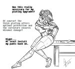  dialogue dorothy_mccrank english_text eyewear female goggles hi_res humanoid machine monochrome pigtails robot robot_humanoid sketch solo steamworld supermoonshroom text thick_thighs video_games watermark 