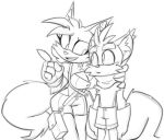  anthro archie_comics arm_on_shoulder bigdad breasts canid canine cleavage clothed clothing duo female fingerless_gloves fiona_fox fox gloves handwear male mammal miles_prower monochrome sega sonic_the_hedgehog_(archie) sonic_the_hedgehog_(comics) sonic_the_hedgehog_(series) 