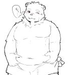  2022 absurd_res anthro belly blush bodily_fluids hanji1st hi_res jugo_kumagai kemono male mammal moobs navel one_eye_closed overweight overweight_male polar_bear scar simple_background solo sweat towel ursid ursine virtual_youtuber white_background 