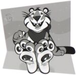  anthro black_and_white crossed_ankles dogeoisie feet felid foot_fetish foot_focus frosted_flakes fur gesture hi_res kellogg&#039;s looking_at_viewer male mammal mascot monochrome pantherine pawpads paws pointing pointing_at_foot sharp_teeth soles solo striped_body striped_fur stripes teeth tiger tongue tongue_out tony_the_tiger wrinkled_feet 
